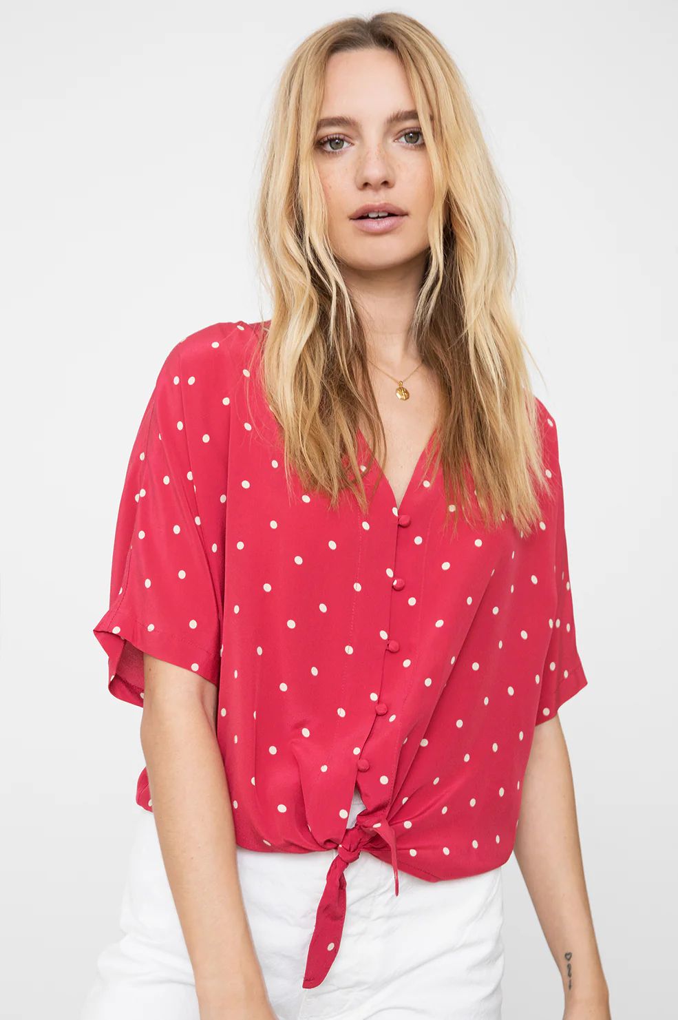 THEA - SILK RASPBERRY CREAM DOTS | Rails