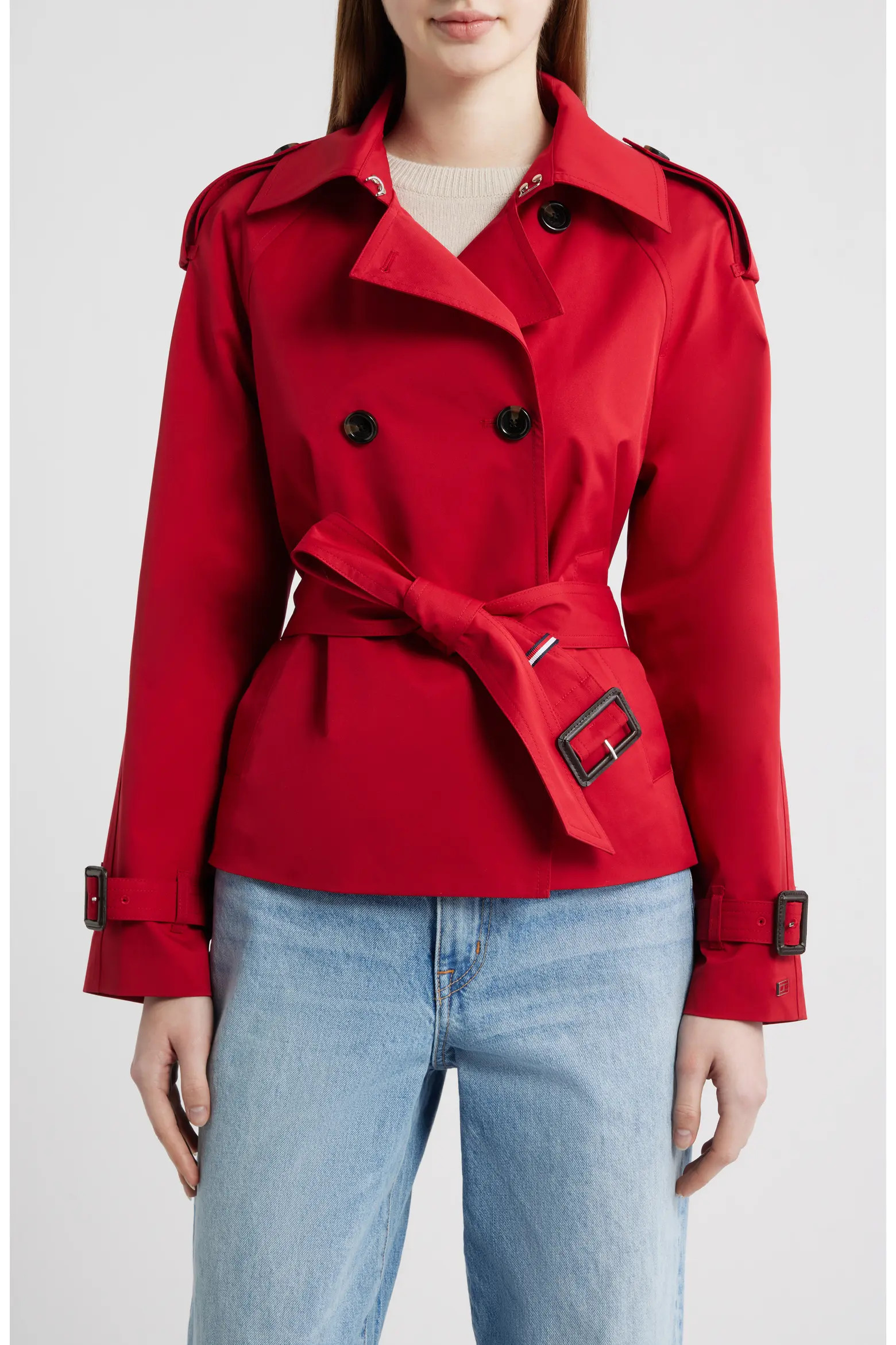 Tommy Hilfiger Belted Crop Trench Coat (Women) | Nordstrom | Nordstrom
