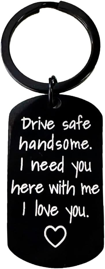 Gifts for Men Customized Engraving Drive Safe Keychain for Boyfriend Valentines Day Birthday Chri... | Amazon (US)