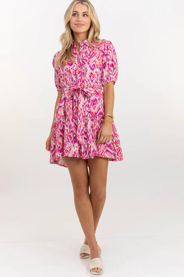 All Is Well Hot Pink Ikat Dress | The Mint Julep Boutique