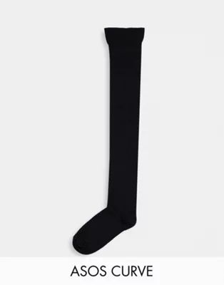ASOS DESIGN Curve thigh high socks in black | ASOS (Global)