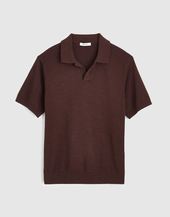 Johnny-Collar Sweater Polo in Slub Knit Cotton | Madewell