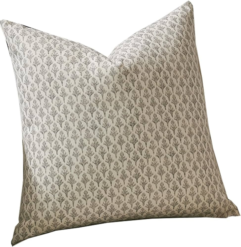 Floral Pillow Covers 20x20 Pillow Cover Block Print Couch Pillows for Living Room Decorative Neut... | Amazon (US)