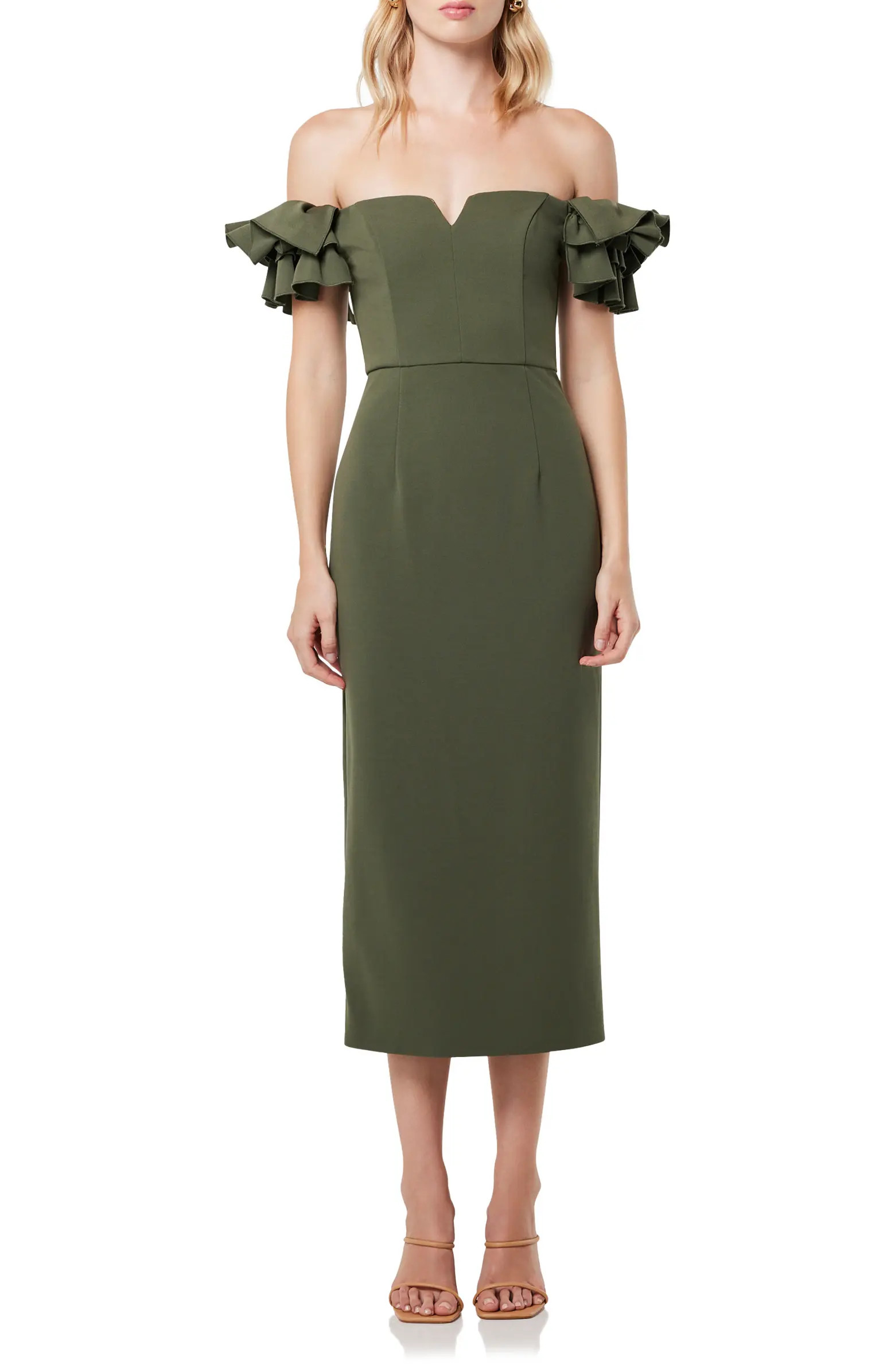Elliatt Creole Off the Shoulder Sheath Midi Dress | Nordstrom | Nordstrom