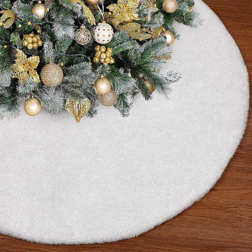 IMIKEYA Christmas Tree Skirt: 36 Inch Faux Fur Christmas Tree Skirt White Plush Tree Skirt for Ch... | Amazon (US)