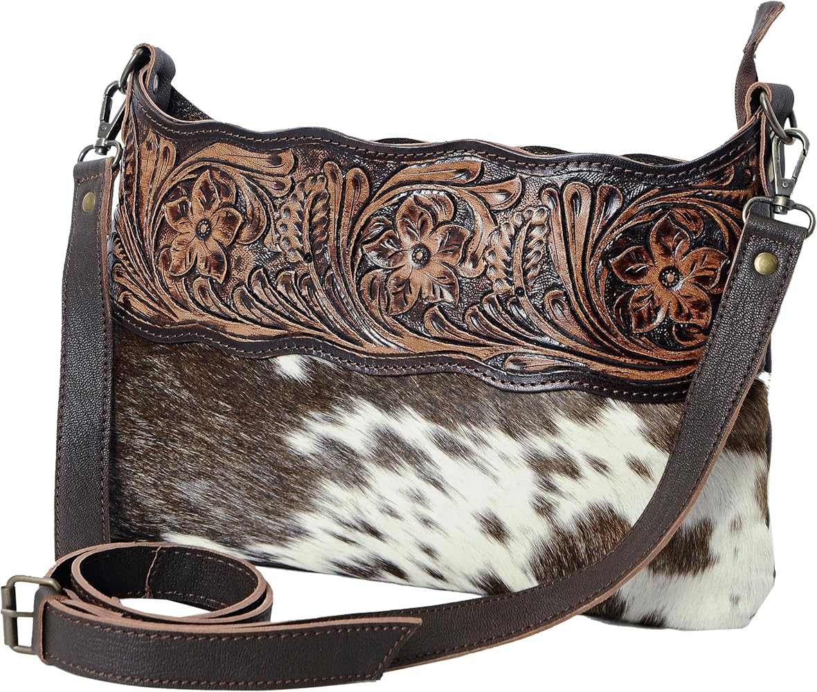 Women Natural Cowhide Leather Hand Bag With Adjustable Detachable Strap Leather Massenger Handbag... | Amazon (US)