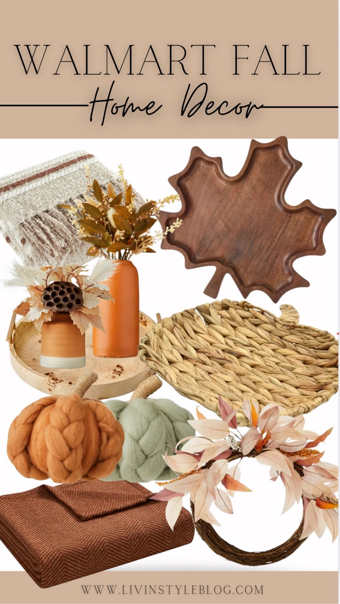Walmart has so many cute fall home decor items right now and they’re super affordable! I love this leaf tray and pumpkin basket. Freshen up your living room with this cozy new throw blanket. This wreath and pumpkins are the cutest accessories for fall and the flowers and vases are adorable! #fallhomedecor

#LTKFallSale #LTKHome #LTKSeasonal