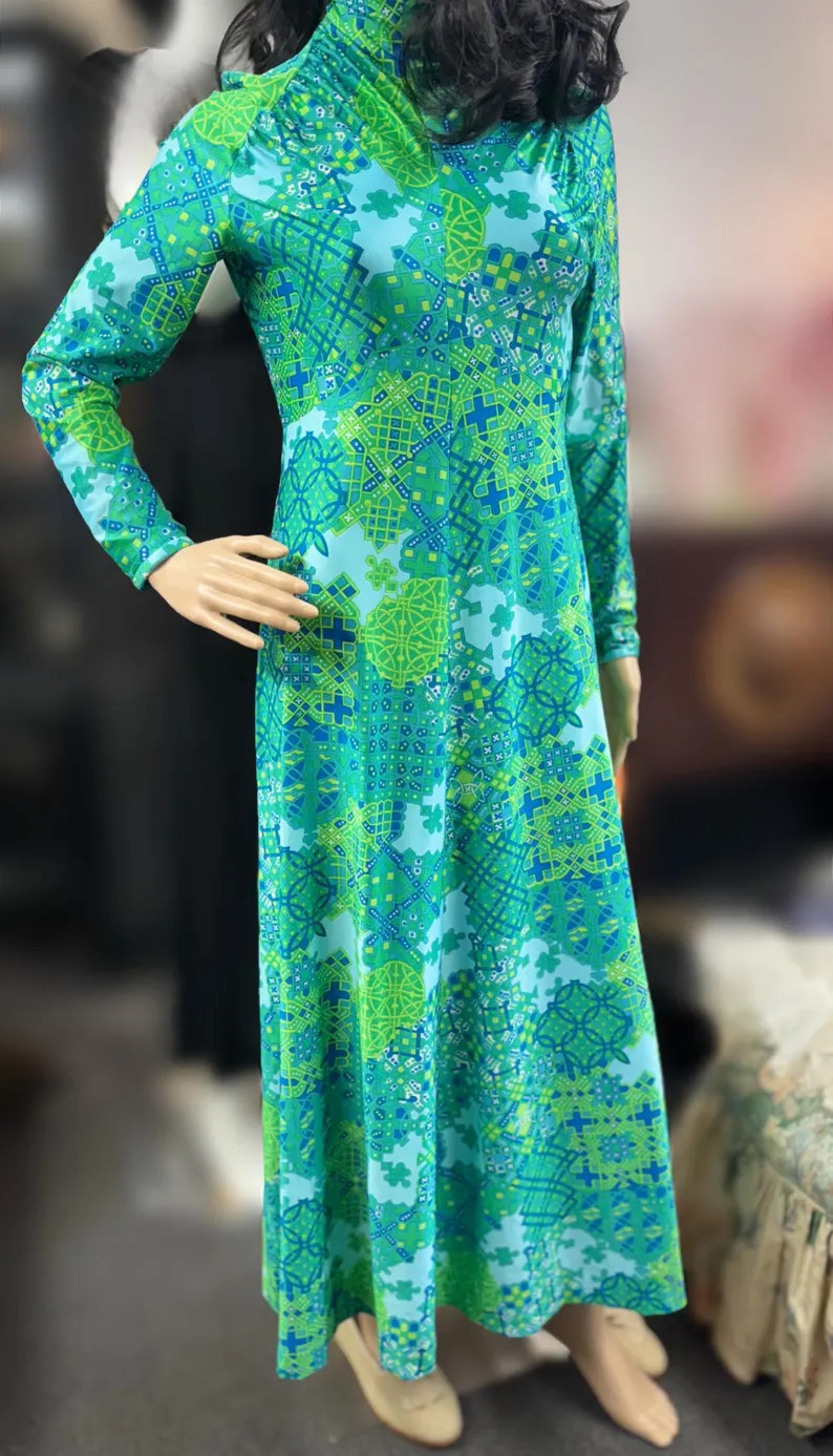 Robert-David Morton 70’s Slinky Maxi Dress or Gown ICONIC Print | Etsy (US)