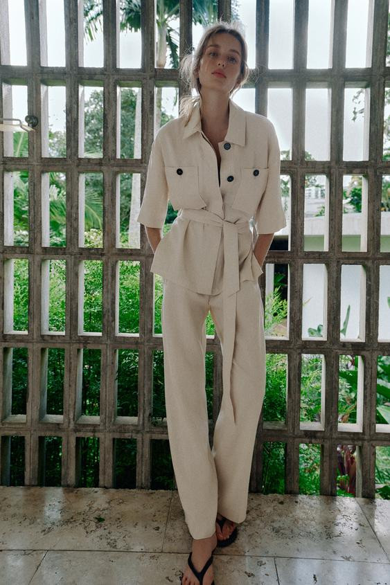 LINEN BLEND SAFARI JACKET | Zara UK