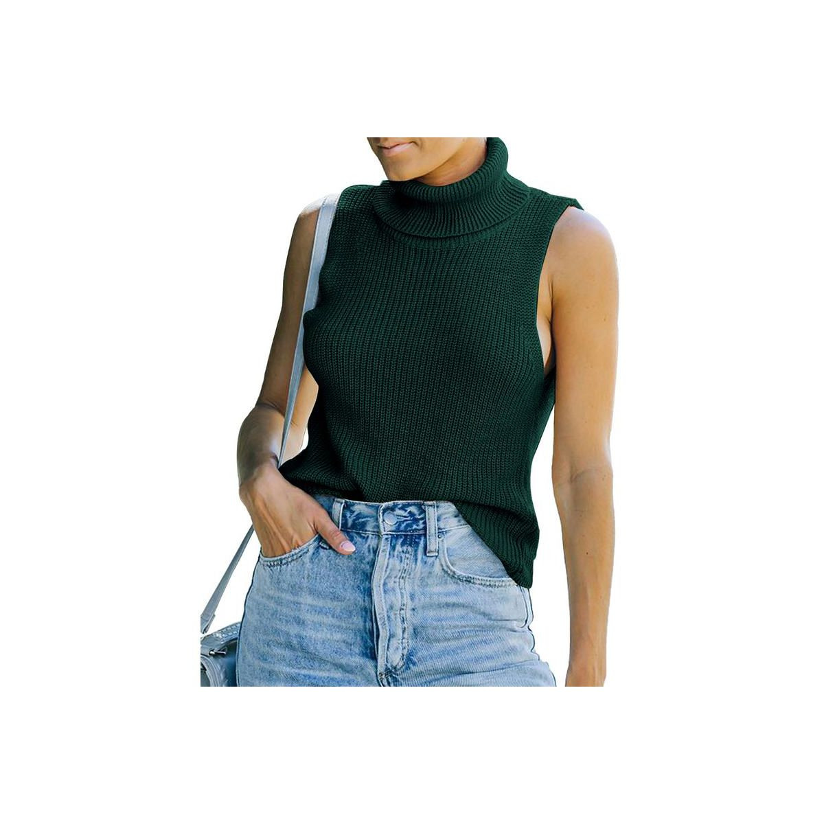 Womens Sleeveless Pullover Sweater Turtleneck Sweater Knt Tank Tops | Target