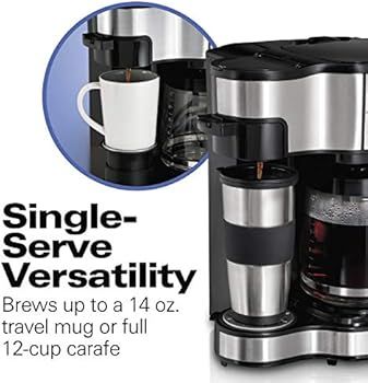 Hamilton Beach 2-Way Brewer Coffee Maker, Single-Serve and 12-Cup Pot, Black/Stainless Steel(4998... | Amazon (US)