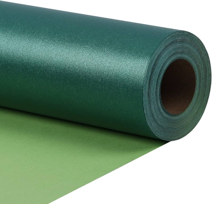 LaRibbons Green Wrapping Paper, Mini Roll-17 Inch x 33 Feet, Solid Color Pearly-Lustre Christmas ... | Amazon (US)