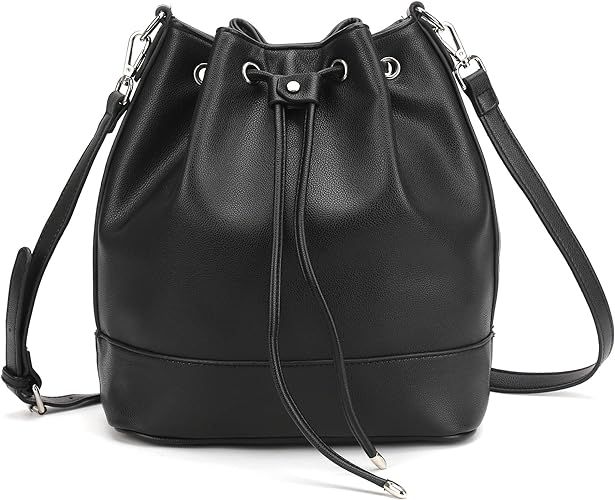 AFKOMST Drawstring Bucket Bag and Purses For Women,Soft PU Leather Shoulder Bag and Hobo Handbags... | Amazon (US)