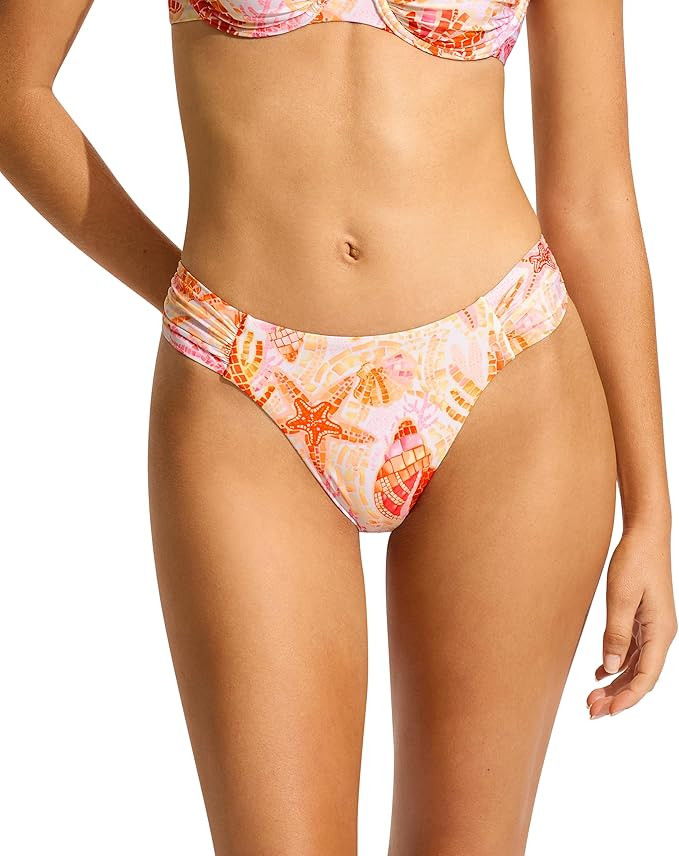 Seafolly Women's High Leg Ruched Side Bikini Bottom Swimsuit | Amazon (US)