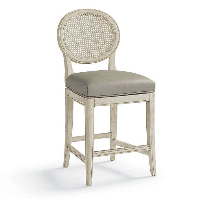 Georgia Cane Swivel Bar & Counter Stool with High-Density Foam Cushion & Tapered Legs | Frontgate