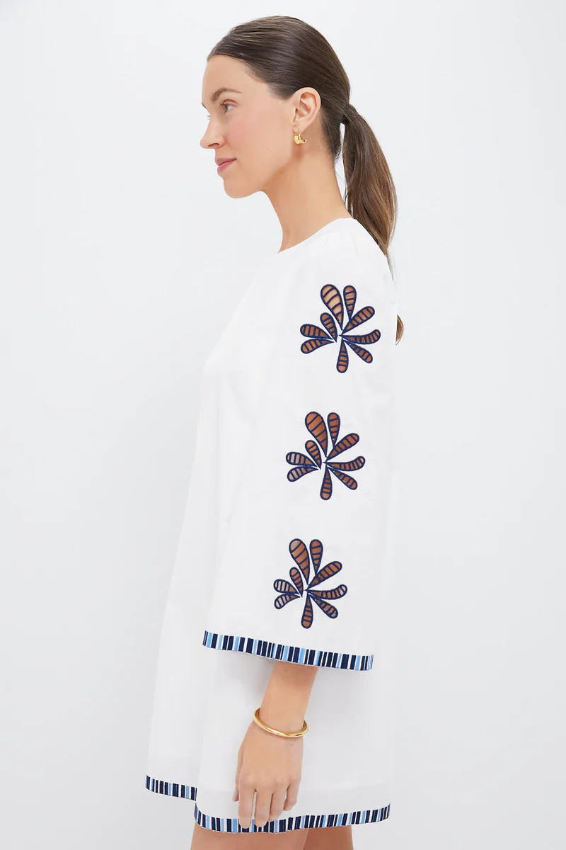 White & Blue Embroidery Atlantic Mini Dress | Tuckernuck (US)