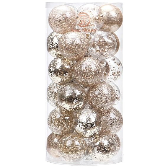 Sea Team 60mm/2.36" Shatterproof Clear Plastic Christmas Ball Ornaments Decorative Xmas Balls Bau... | Amazon (US)