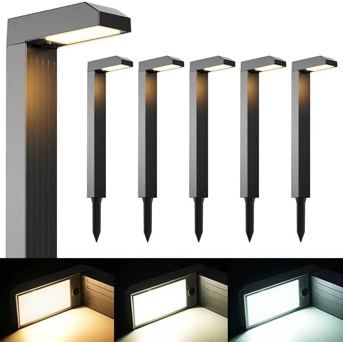 Solar Pathway Lights Outdoor 6 Pack, 3 Color in 1 Bright Landscape Lighting with Cool/Warm/Daylig... | Amazon (US)