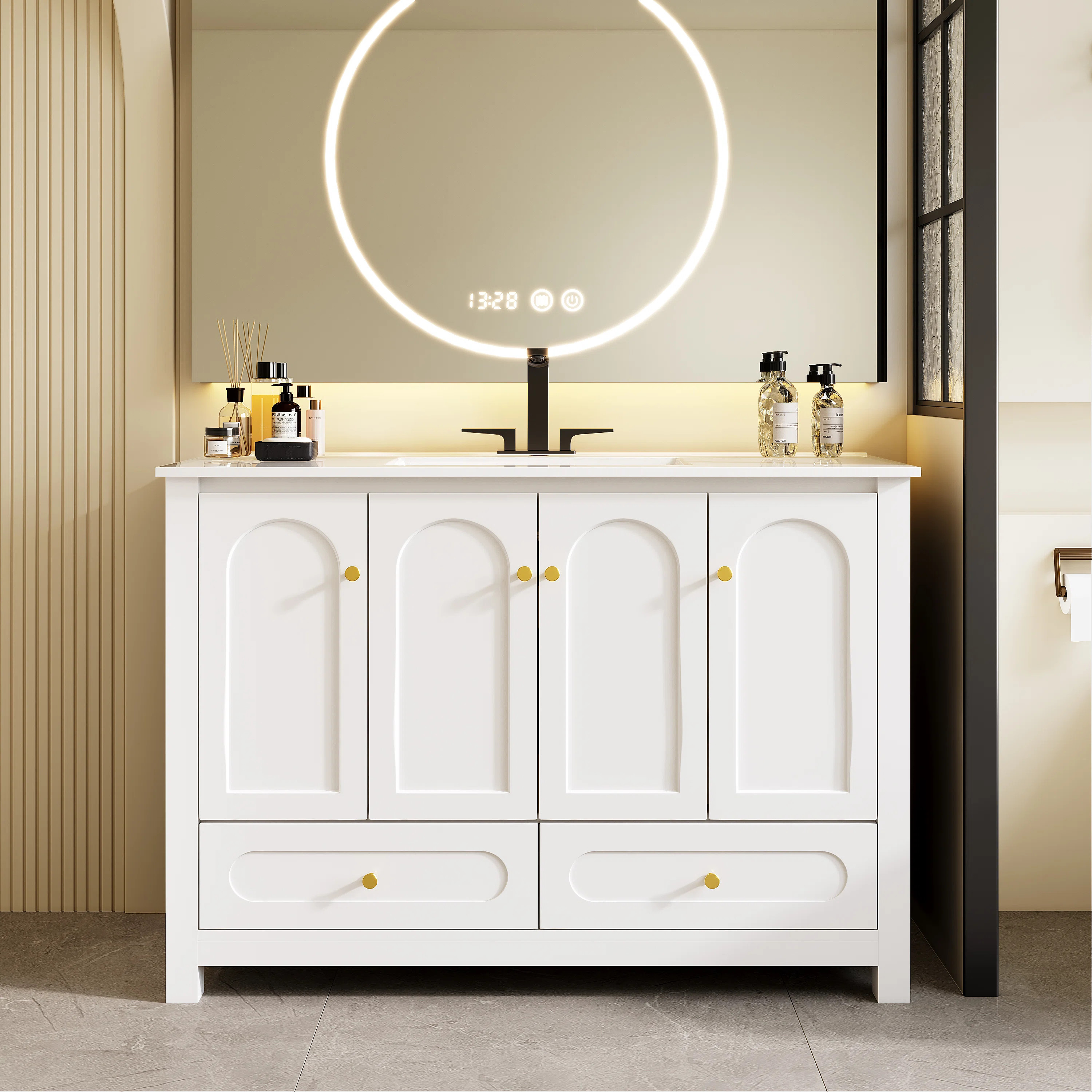 48'' Single Bathroom Vanity with Sink Top, 4 Soft-Close Doors & 2 Drawers, Modern Storage Cabinet... | Wayfair North America