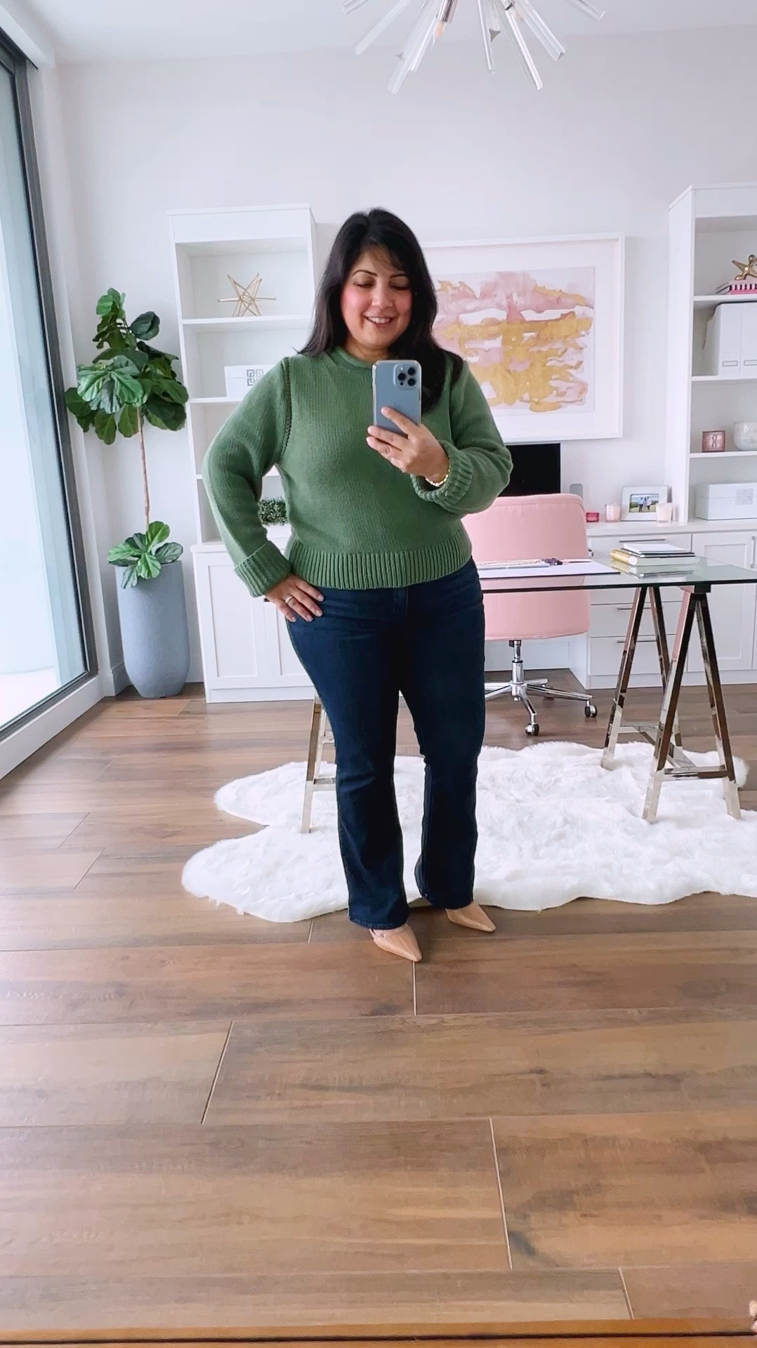 LTK Fall Sale! 25% off sitewide at J. Crew with exclusive in-app promo code. Copy the promo code below and paste at checkout to receive discount. Love this classic rollneck sweater in this pretty shade of green for fall. It’s 100% cotton which makes it great for transitioning to fall in placed where it doesn’t get very cold. Wit and Wisdom Itty Bitty bootcut jeans size 12 petite. Sam Edelman slingback heels  true to size. 

#LTKFallSale #LTKMidsize #LTKVideo