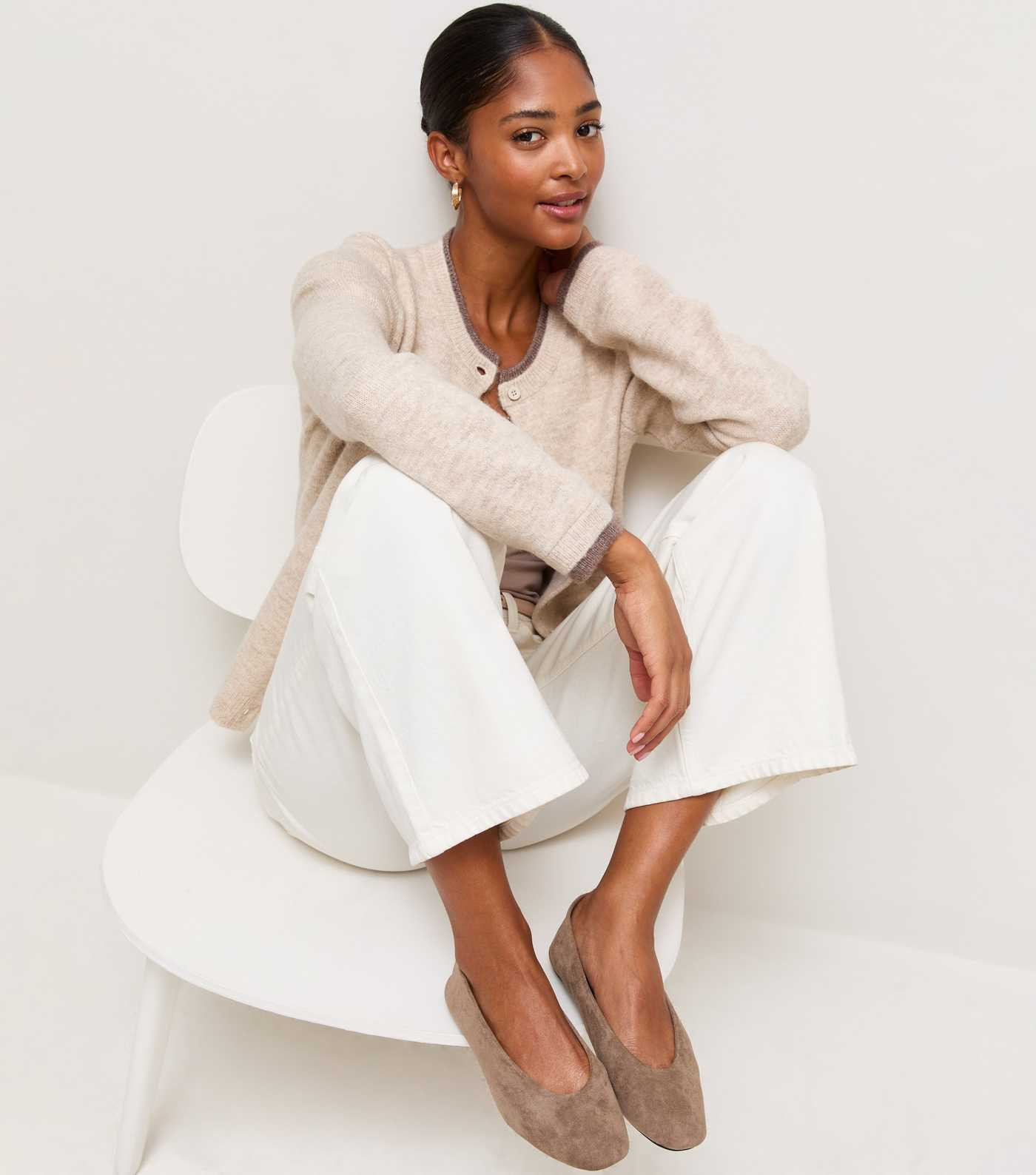 Light Brown Faux Suede Almond Toe Ballerina Flats | New Look | New Look (UK)