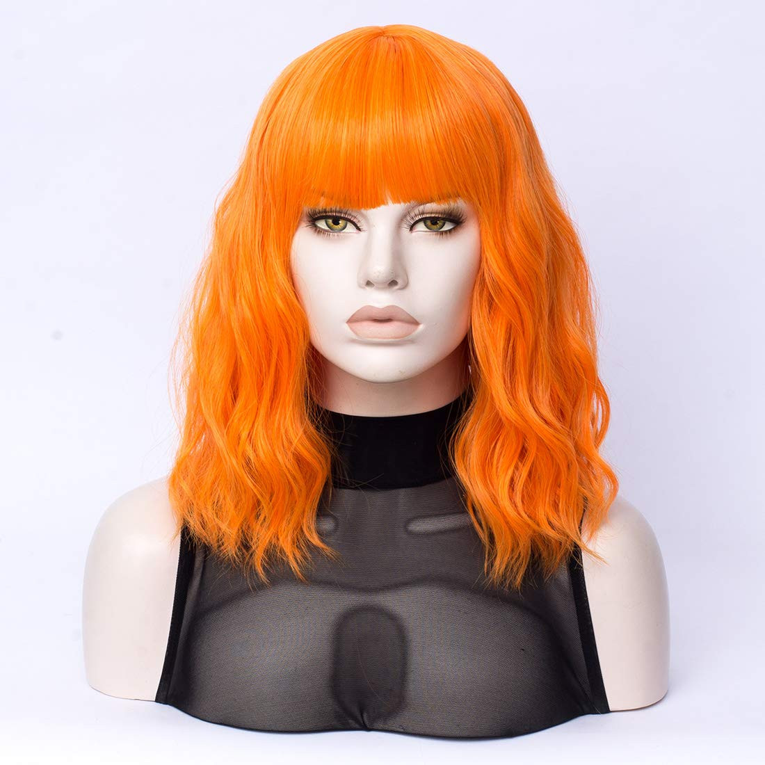 Orange Curly Wig | Qaccf Short Wavy Shoulder Length Women Full Bang Heat Resistant Wig (Orange) | Amazon (US)