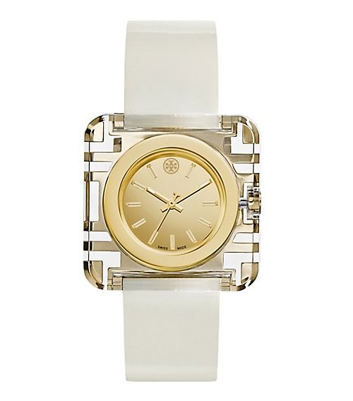Tory Burch Izzie Watch, Ivory Patent/Gold, 36 X 36 Mm | Tory Burch US