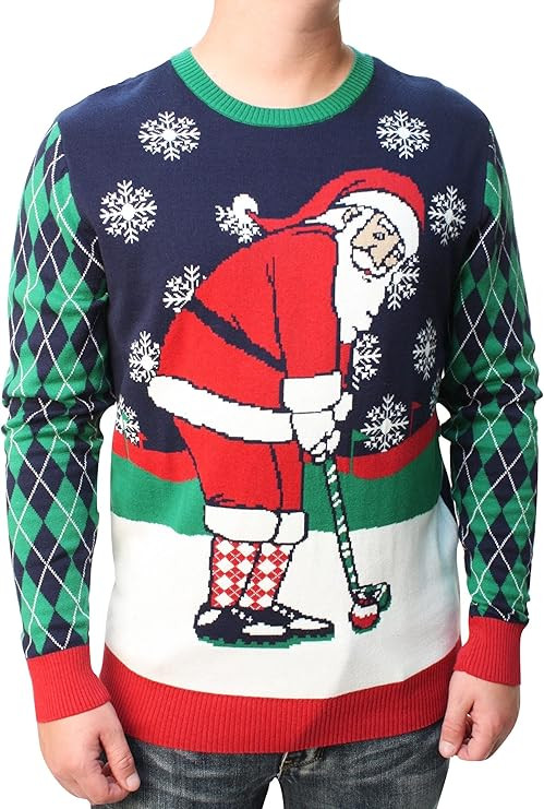 The Ugly Sweater Co. Mens Sports Golf Sports Ugly Christmas Sweater for Holiday Fun Design, Snug ... | Amazon (US)