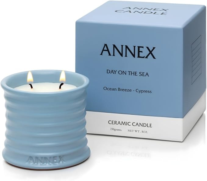 Annex Sea Breeze & Cypress Balls Luxury Scented Candle - Handmade Ceramic Jar - 50hr Clean Burn, ... | Amazon (US)