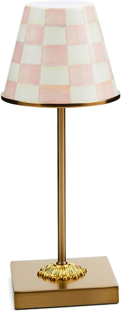 MACKENZIE-CHILDS LED Cafe Table Lamp, Pink-and-White Rosy Check | Amazon (US)