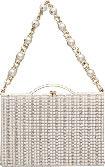 Issa White Imitation Pearl & Crystal Clutch | Nordstrom
