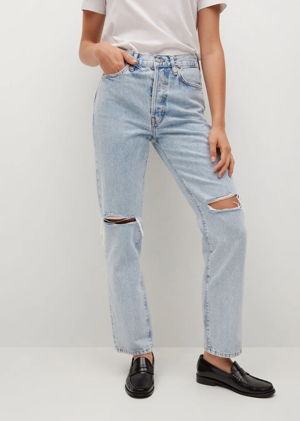 Decorative rips relaxed jeans | MANGO (US)