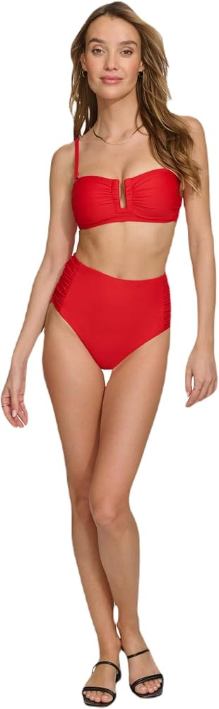 DKNY Women's Bikini Set\u0020\u0336 U-Wire Top & Mid Rise Shirred Bottom with Tummy Control | Amazon (US)