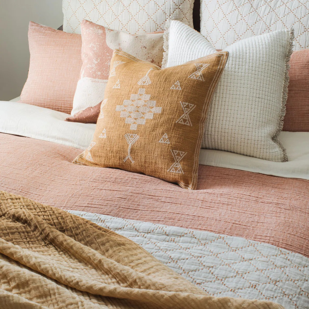 Sunrise Two-Tone Yellow & White Accent Pillow, 20" x 20", Throw Pillow For Couch or Bed | Wayfair North America