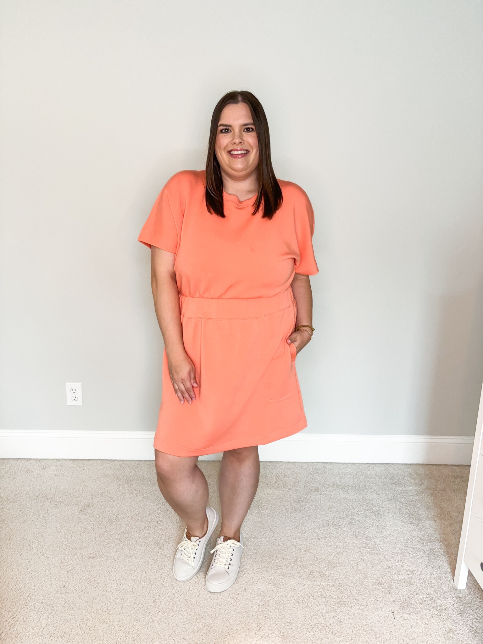 Monday outfit for running errands. 

I love this Spanx air essentials dress, it is so comfortable + has pockets. I am wearing size 1x. Use code sarahxspanx for 10% off. 

#LTKMidsize #LTKPlusSize