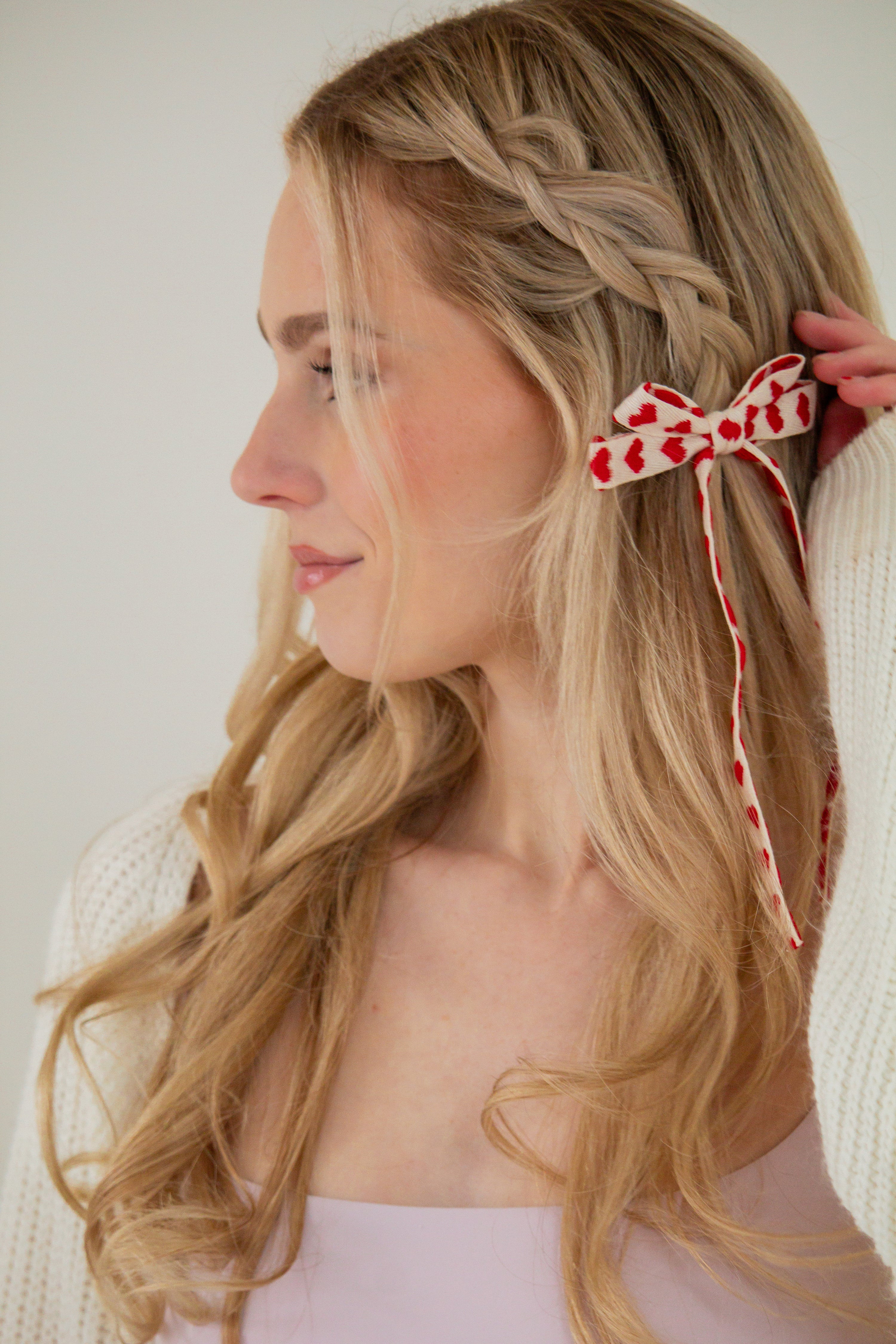 Knit Heart Bow Barrette | Shop Andi