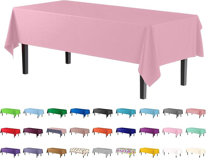 Exquisite 4-Pack Pink Plastic Table Cloth - 54In. x 108In. Disposable Tablecloth for Parties - Re... | Amazon (US)