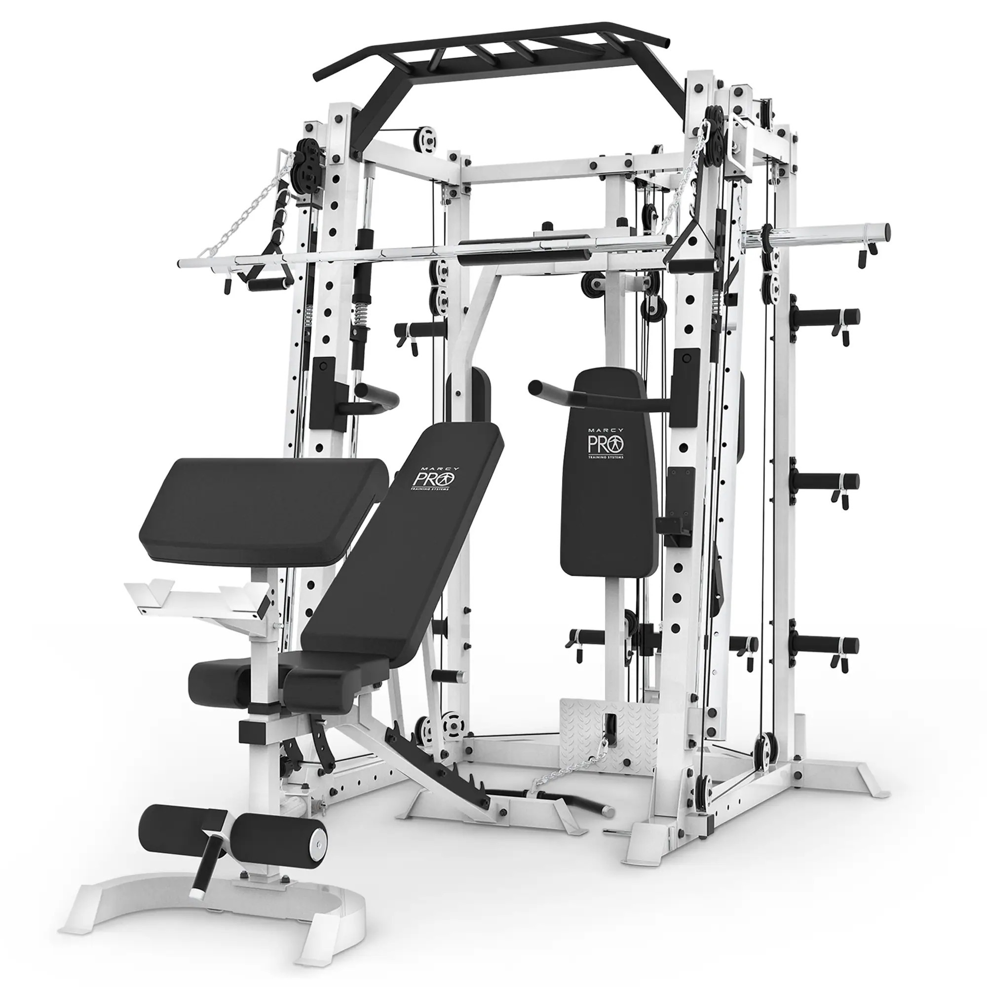 Marcy SM 7409 Smith Machine Cage Multi Purpose Home Gym Training System White | 294637 | Lowe's