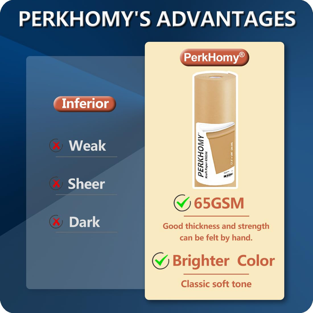 PerkHomy Brown Kraft Paper Roll 17.5" x 1,200" (100') for Gift Wrapping Bulletin Board Craft Art ... | Amazon (US)