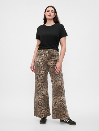 High Rise Wide-Leg Leopard Jeans | Gap Factory