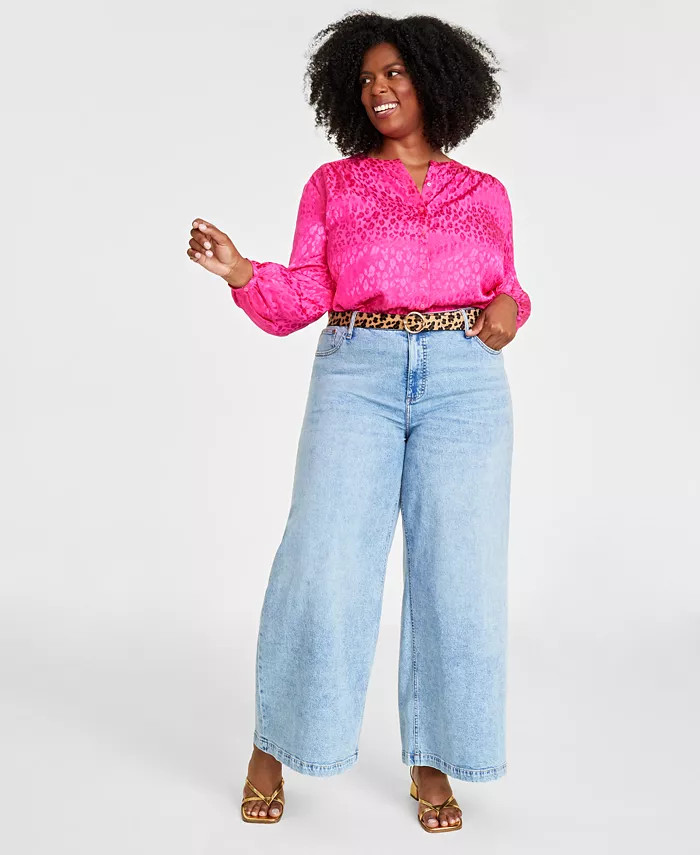 On 34th Plus Size High-Rise Wide-Leg Jeans, Created for Macy's - Macy's | Macy's