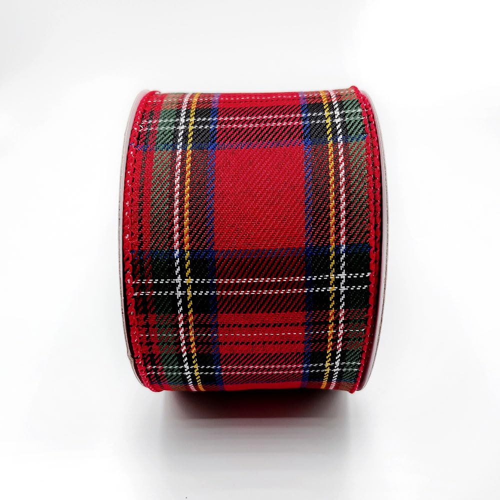 Designer’s Shop WR 63-5187 Holiday Tartan Plaid Wired Edge Ribbon 2.5” x 10 Yard for DIY Craf... | Amazon (US)