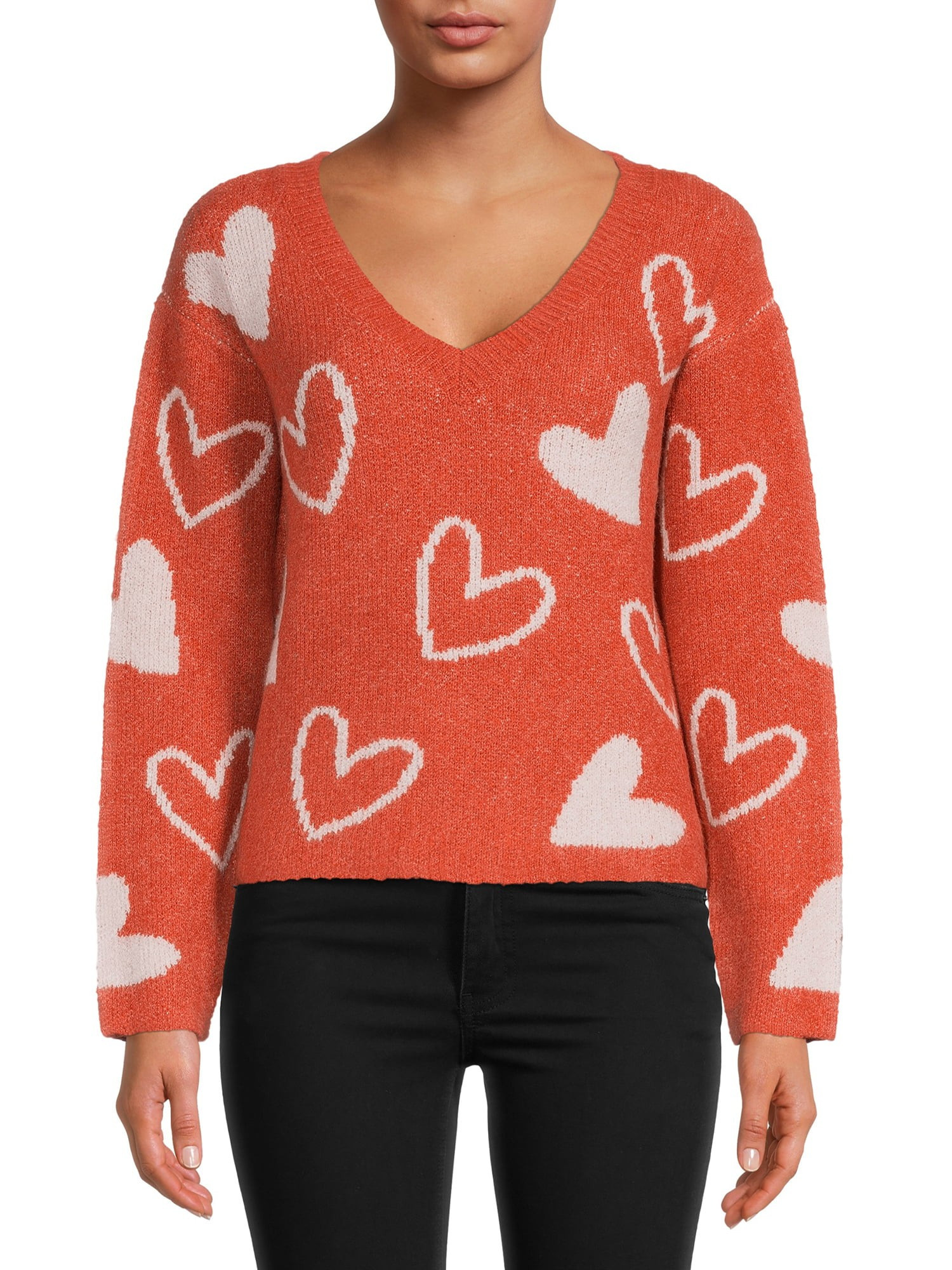 No Boundaries Juniors' Pullover HeartStar Sweater | Walmart (US)