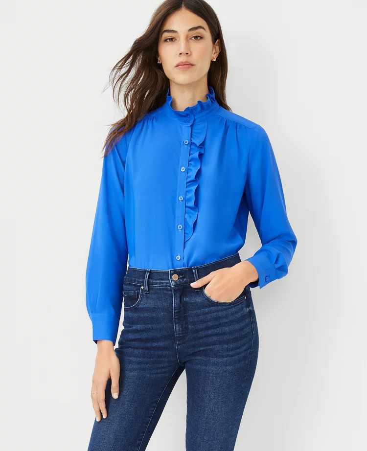 Ruffle Button Top | Ann Taylor (US)