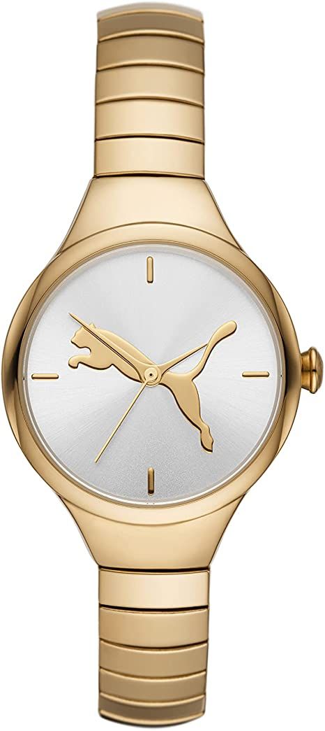 PUMA Women's Mini Contour Quartz Watch with Stainless Steel Strap, Gold, 6 (Model: P1061) | Amazon (US)