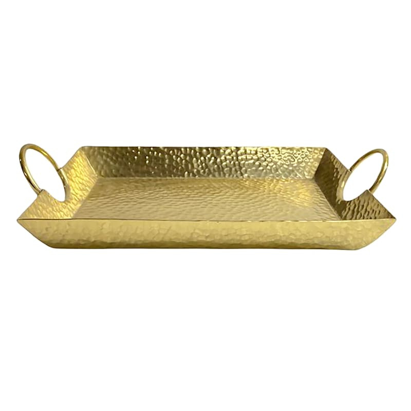 Gold Hammered Metal Rectangle Tray | At Home
