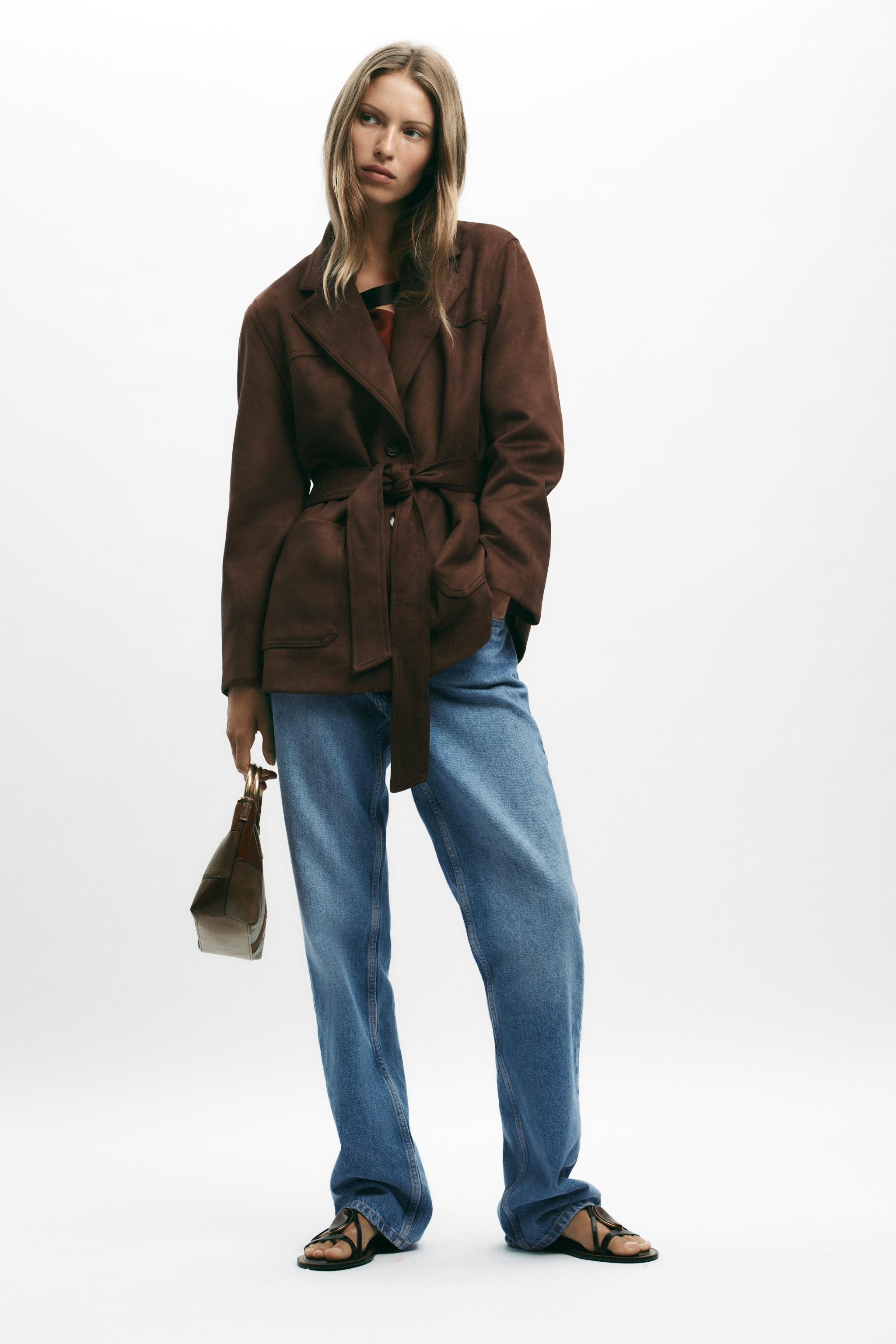 BELTED FAUX SUEDE JACKET | Zara US