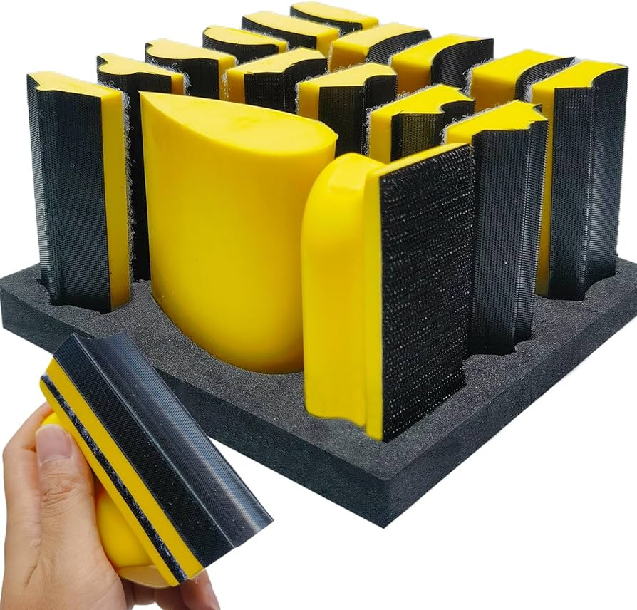 16 PCS Contoured Profile Sanding Block Set - Hook and Loop Foam Material Hand Sander Block- Inter... | Amazon (US)