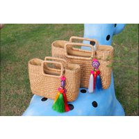 Water Hyacinth Straw Bag With Tassel Beach Tote, Wedding Favor | Etsy (US)