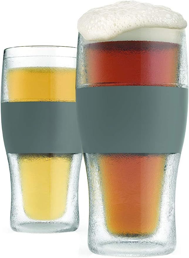 Host Freeze Beer Freezer Gel Chiller Double Wall Plastic Frozen Pint Glass, Set of 2, 16 oz, Grey... | Amazon (US)